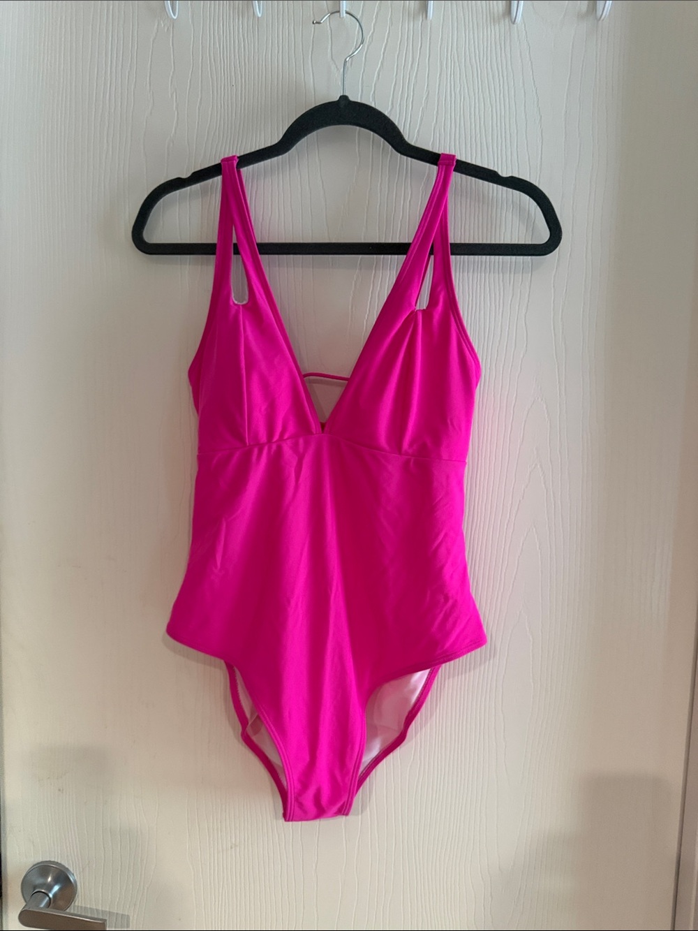 Bright Pink One-Piece Swimsuit with Deep V